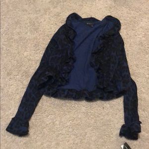 Leopard ruffled cardigan